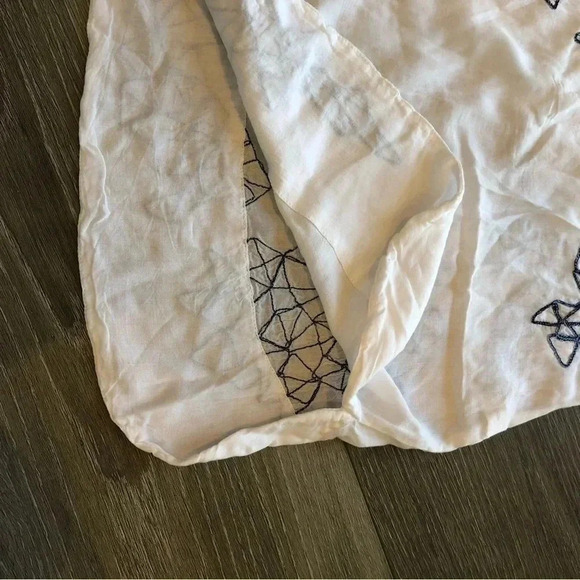 Poupette St Barth Blue White Embroidered Off Shoulder Mini Dress Size Small - Picture 4 of 14